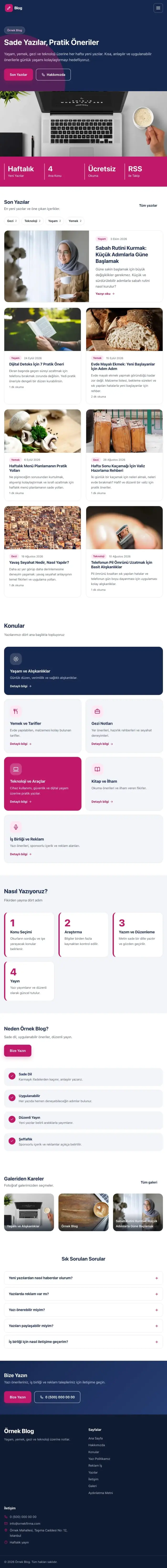 Blok Mavi Pembe – Blog Sitesi Web Sitesi tablet görünümü