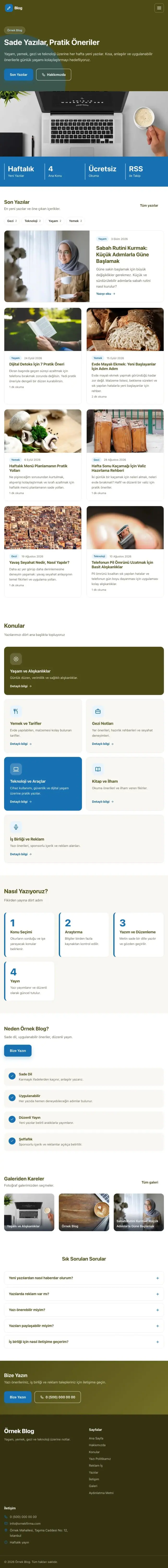 Blok Zeytin Mavi – Blog Sitesi Web Sitesi tablet görünümü