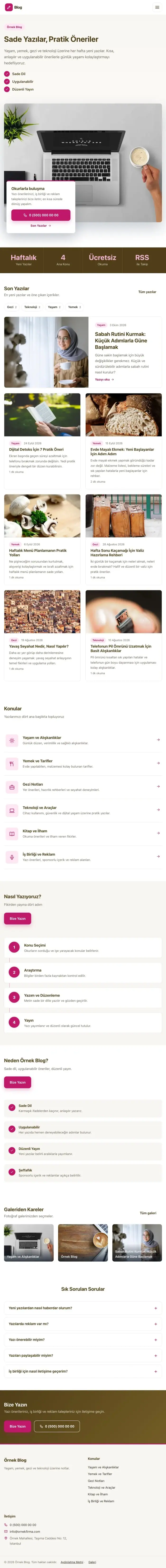 Bölünmüş Kahve Pembe – Blog Sitesi Web Sitesi tablet görünümü