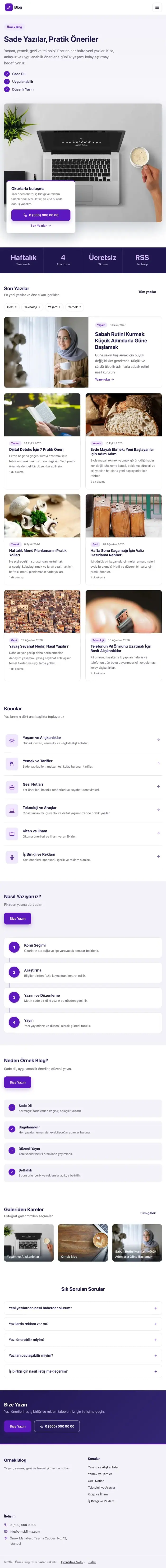 Bölünmüş Lacivert Mor – Blog Sitesi Web Sitesi tablet görünümü
