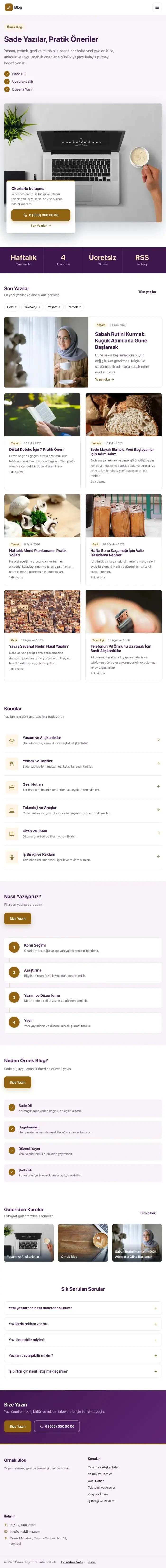 Bölünmüş Mor Turuncu – Blog Sitesi Web Sitesi tablet görünümü