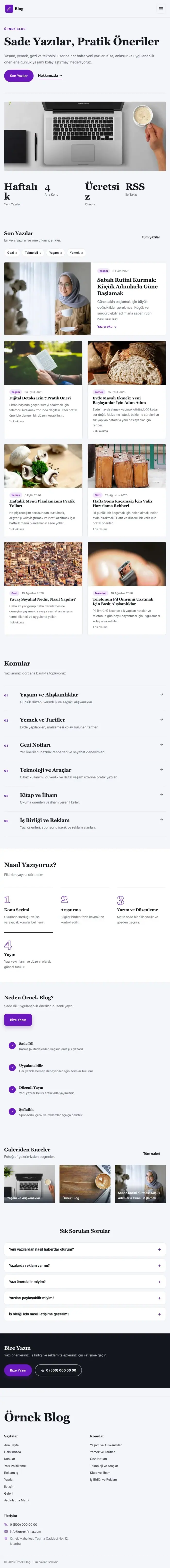 Dergi Editoryal Lacivert Mor – Blog Sitesi Web Sitesi tablet görünümü