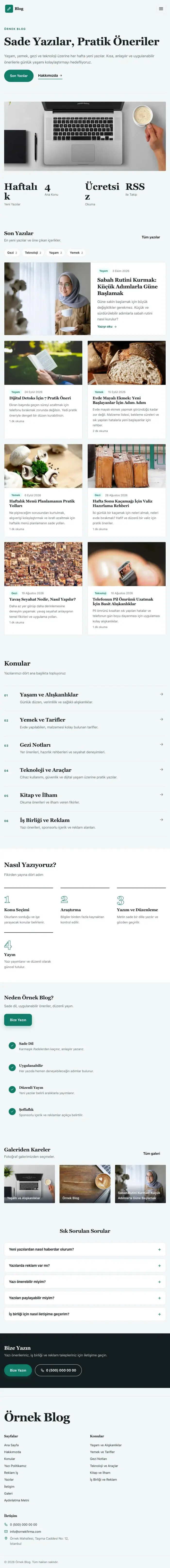 Dergi Editoryal Mavi Turkuaz – Blog Sitesi Web Sitesi tablet görünümü