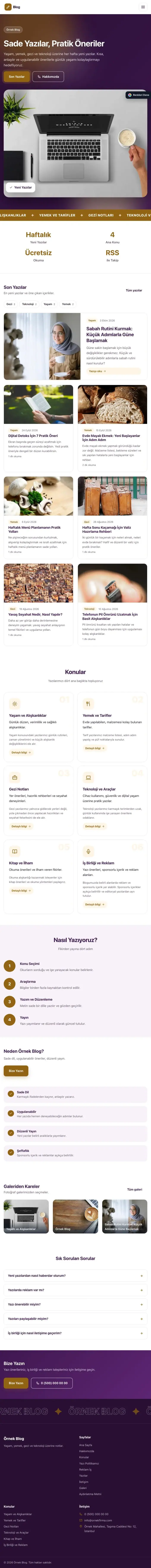 Hareketli Mor Turuncu – Blog Sitesi Web Sitesi tablet görünümü