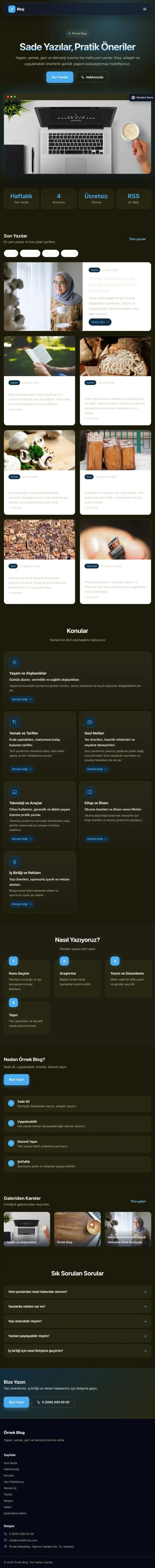Koyu Modern Zeytin Mavi – Blog Sitesi Web Sitesi tablet görünümü