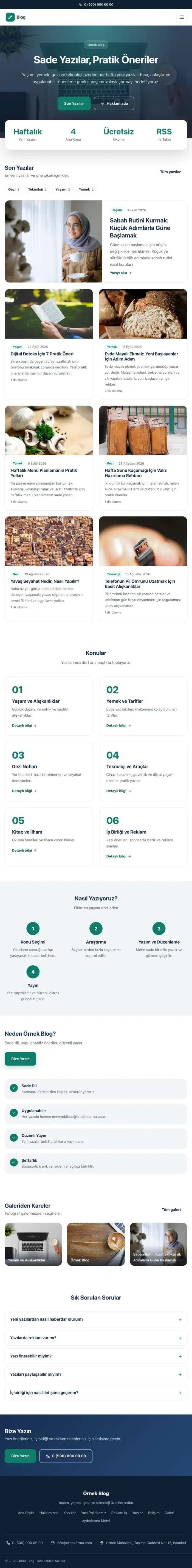 Merkez Mavi Turkuaz – Blog Sitesi Web Sitesi tablet görünümü