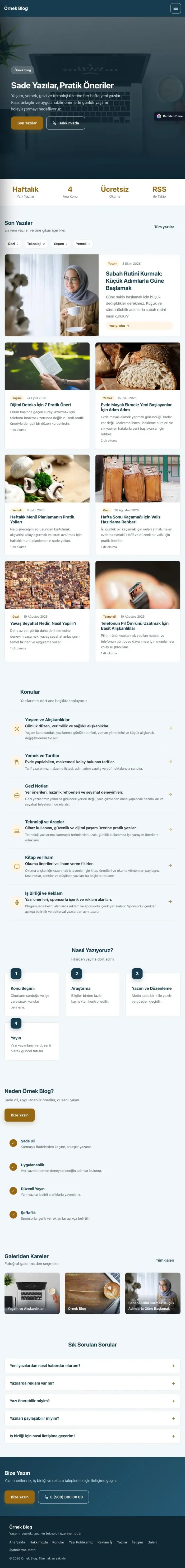 Sol Menü Mavi Turuncu – Blog Sitesi Web Sitesi tablet görünümü