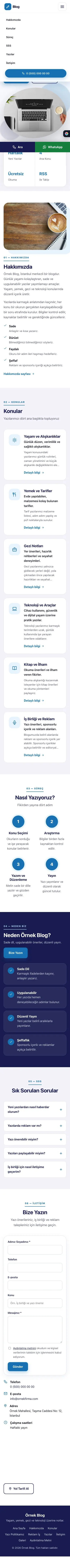 Tek Sayfa Lacivert Mavi – Blog Sitesi Web Sitesi mobil görünümü