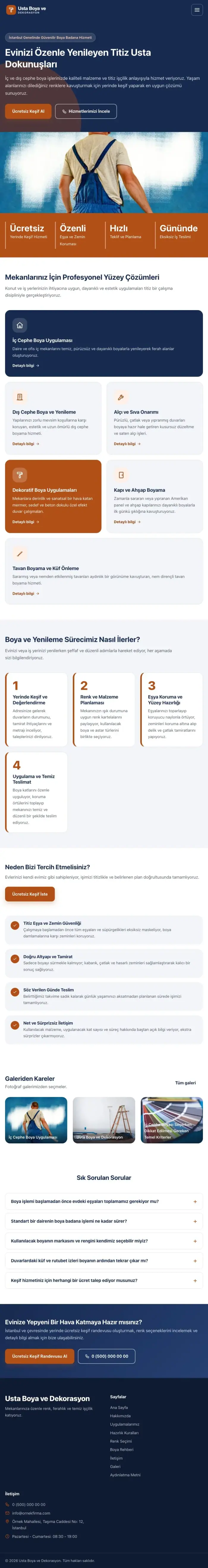 Blok Mavi Turuncu – Boya ve Badana Web Sitesi tablet görünümü