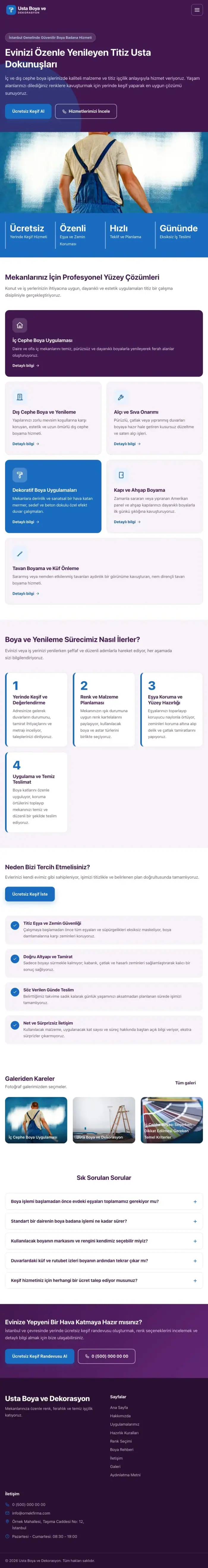 Blok Mor Mavi – Boya ve Badana Web Sitesi tablet görünümü