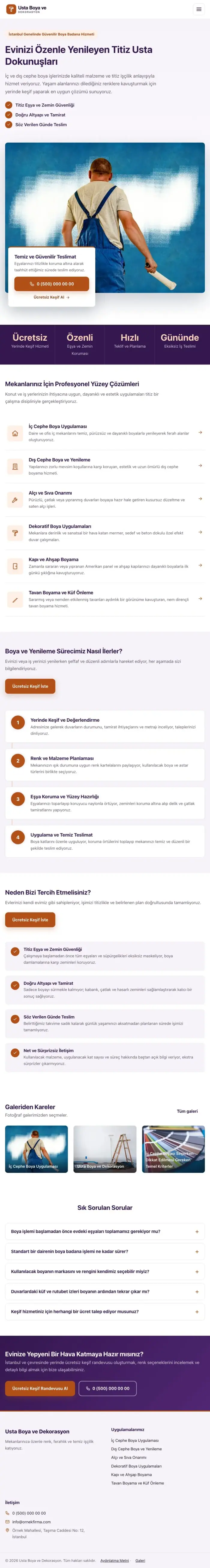 Bölünmüş Mor Turuncu – Boya ve Badana Web Sitesi tablet görünümü