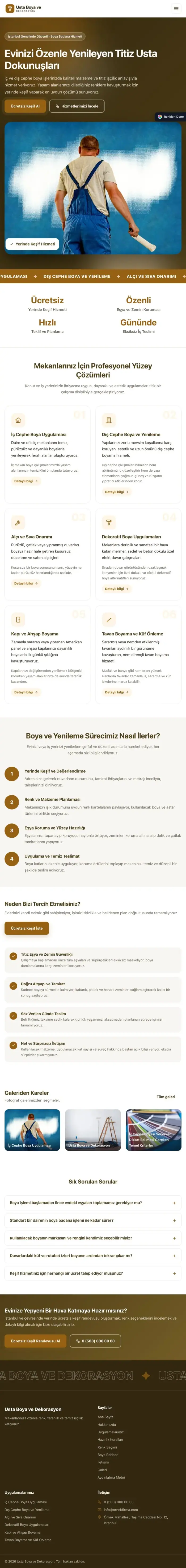 Hareketli Kahve Turuncu – Boya ve Badana Web Sitesi tablet görünümü