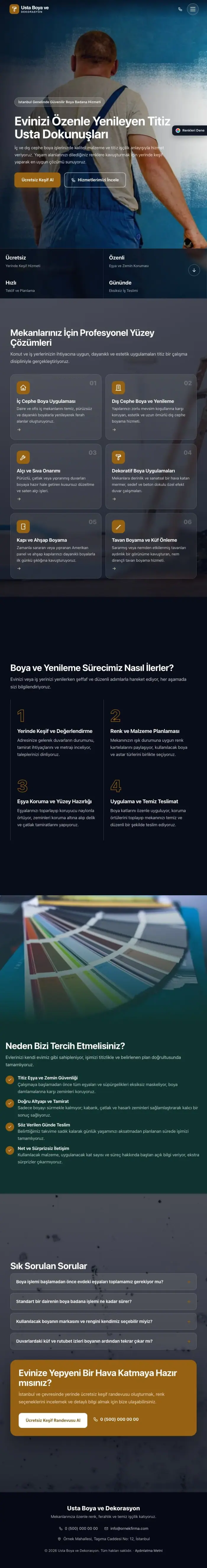 Tam Ekran Petrol Turuncu – Boya ve Badana Web Sitesi tablet görünümü