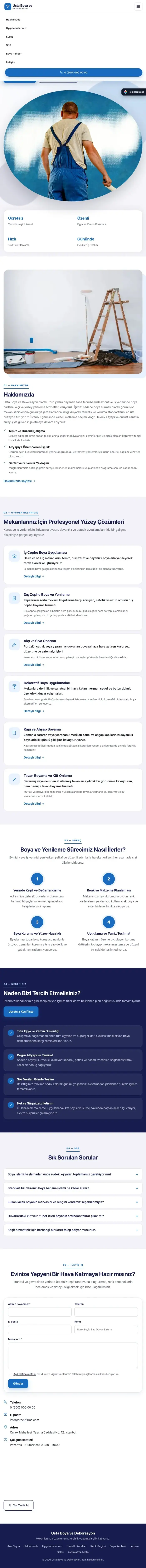Tek Sayfa Lacivert Mavi – Boya ve Badana Web Sitesi tablet görünümü
