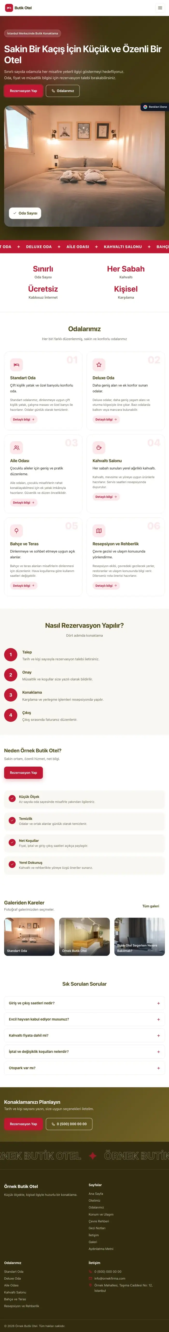 Hareketli Zeytin Kırmızı – Butik Otel Web Sitesi tablet görünümü