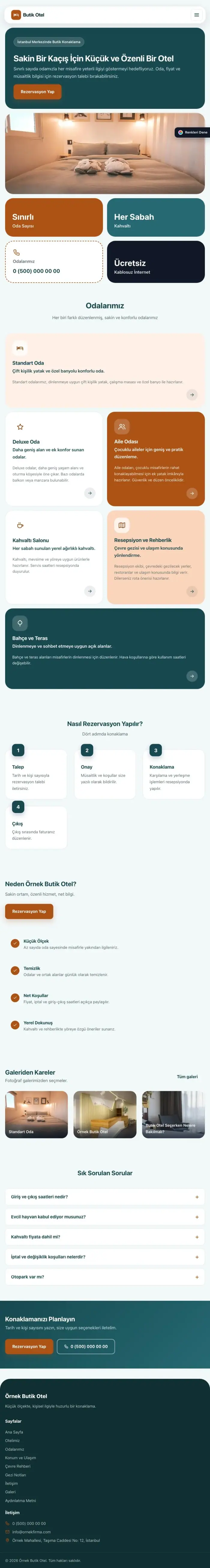 Mozaik Petrol Turuncu – Butik Otel Web Sitesi tablet görünümü