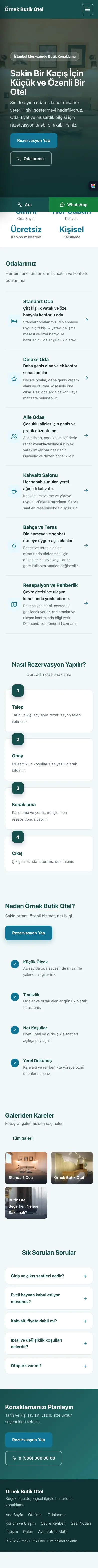 Sol Menü Petrol Turkuaz – Butik Otel Web Sitesi mobil görünümü