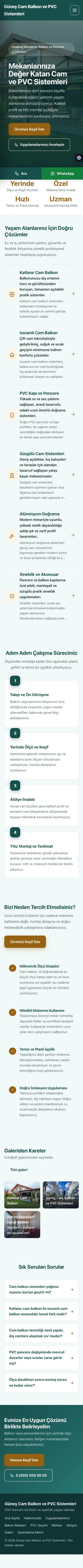Sol Menü Petrol Turuncu – Cam Balkon ve PVC Web Sitesi mobil görünümü