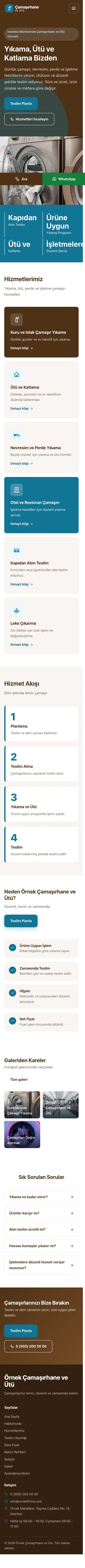 Blok Kahve Turkuaz – Çamaşırhane ve Ütü Web Sitesi mobil görünümü