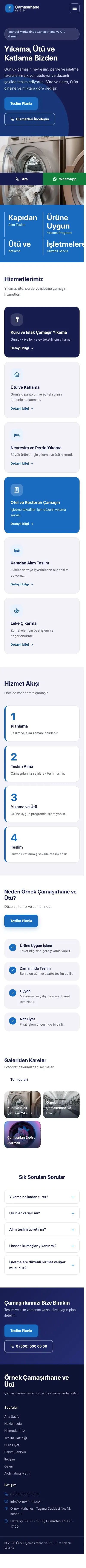 Blok Lacivert Mavi – Çamaşırhane ve Ütü Web Sitesi mobil görünümü
