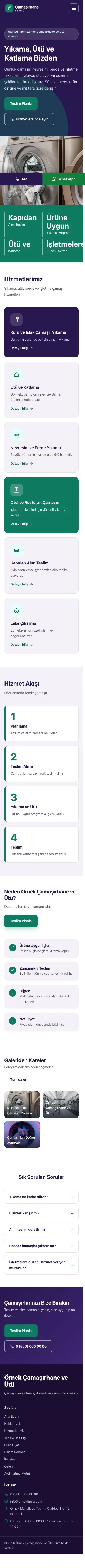 Blok Mor Turkuaz – Çamaşırhane ve Ütü Web Sitesi mobil görünümü