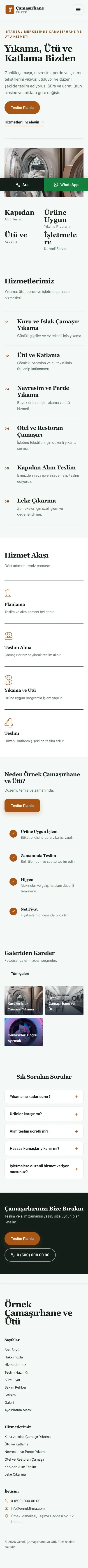 Dergi Editoryal Yeşil Turuncu – Çamaşırhane ve Ütü Web Sitesi mobil görünümü