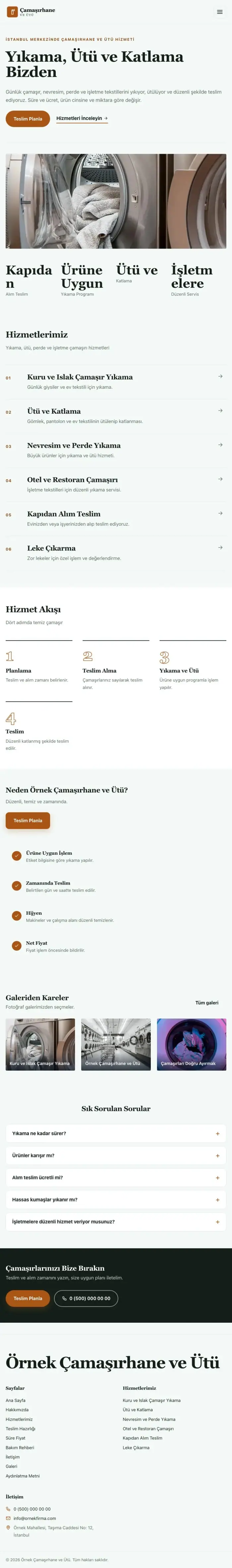 Dergi Editoryal Yeşil Turuncu – Çamaşırhane ve Ütü Web Sitesi tablet görünümü