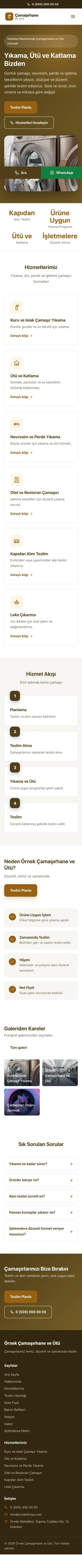 Klasik Kahve Turuncu – Çamaşırhane ve Ütü Web Sitesi mobil görünümü
