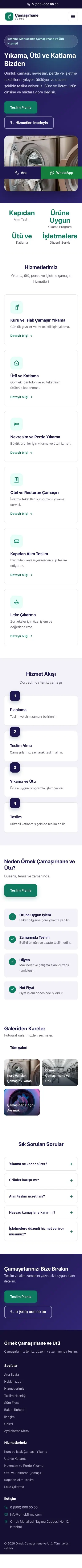 Klasik Lacivert Turkuaz – Çamaşırhane ve Ütü Web Sitesi mobil görünümü