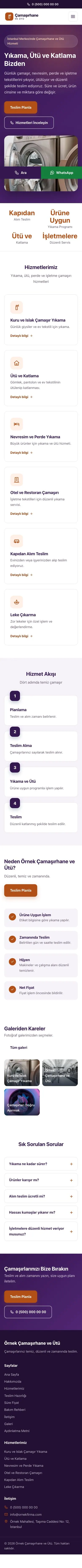 Klasik Mor Turuncu – Çamaşırhane ve Ütü Web Sitesi mobil görünümü
