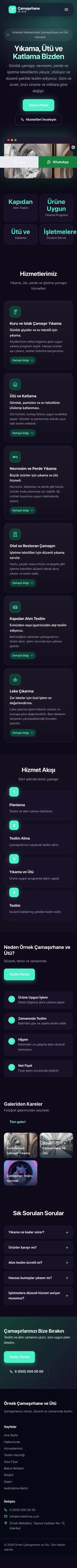 Koyu Modern Mor Turkuaz – Çamaşırhane ve Ütü Web Sitesi mobil görünümü