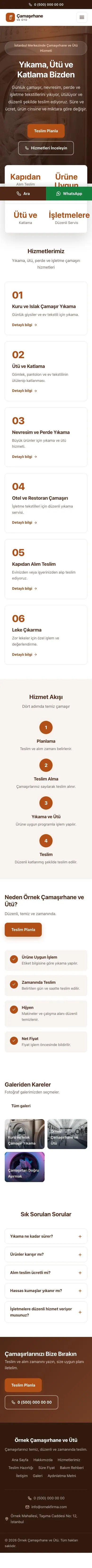 Merkez Kahve Turuncu – Çamaşırhane ve Ütü Web Sitesi mobil görünümü