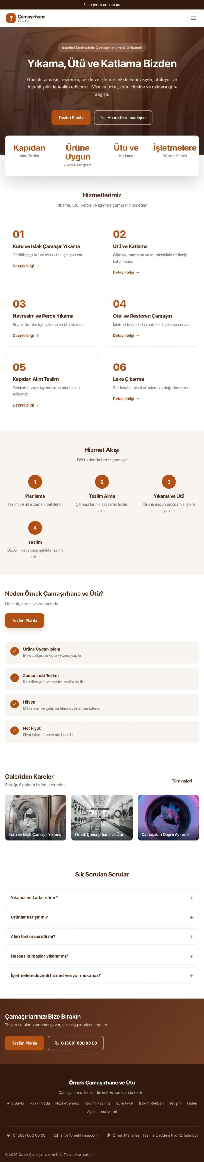 Merkez Kahve Turuncu – Çamaşırhane ve Ütü Web Sitesi tablet görünümü