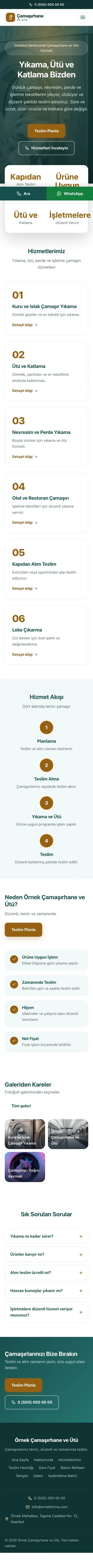 Merkez Petrol Turuncu – Çamaşırhane ve Ütü Web Sitesi mobil görünümü
