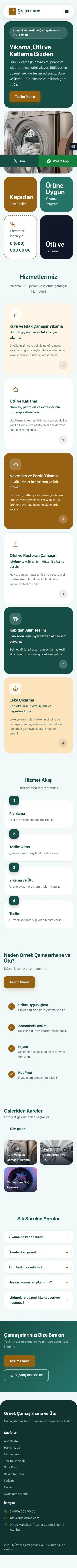 Mozaik Petrol Turuncu – Çamaşırhane ve Ütü Web Sitesi mobil görünümü