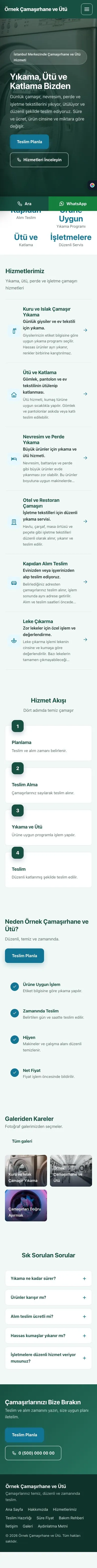 Sol Menü Petrol Turkuaz – Çamaşırhane ve Ütü Web Sitesi mobil görünümü