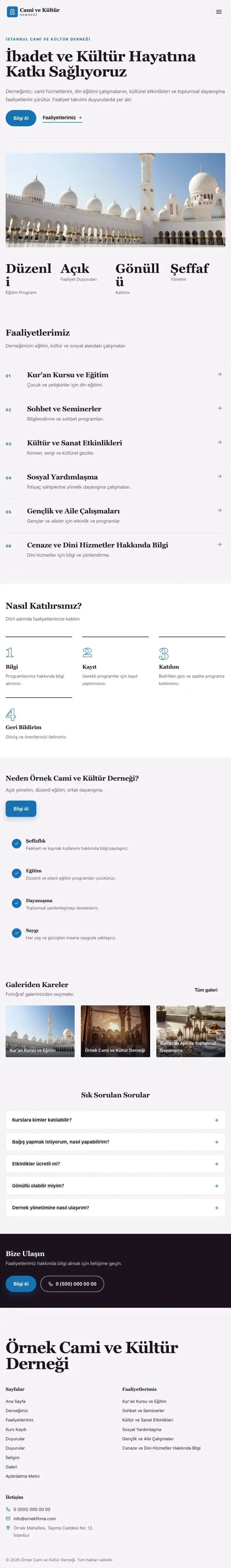 Editoryal Mor Mavi – Cami ve Kültür Derneği Web Sitesi tablet görünümü