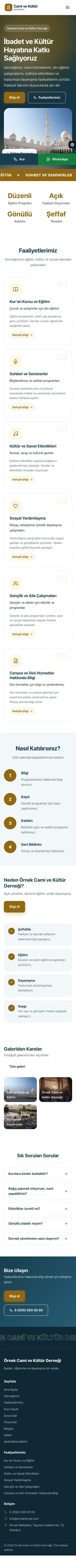 Hareketli Tasarım – Cami ve Kültür Derneği Web Sitesi mobil görünümü