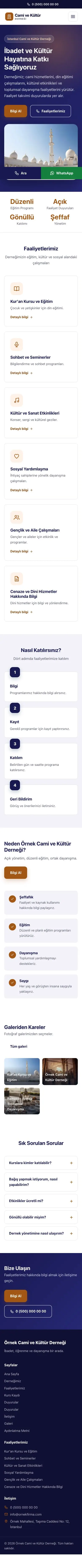 Klasik Lacivert Turuncu – Cami ve Kültür Derneği Web Sitesi mobil görünümü