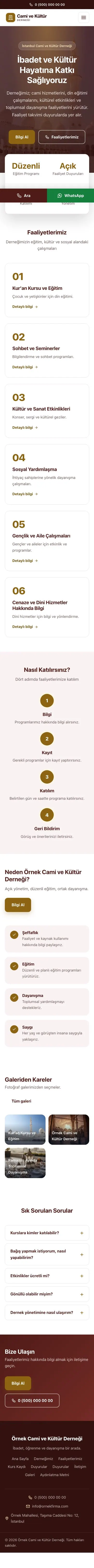 Merkez Bordo Amber – Cami ve Kültür Derneği Web Sitesi mobil görünümü