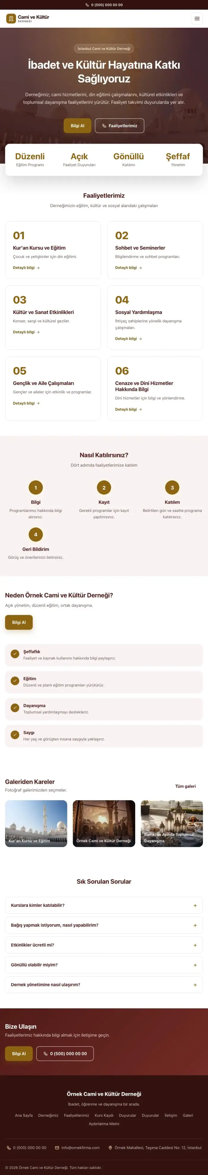 Merkez Bordo Amber – Cami ve Kültür Derneği Web Sitesi tablet görünümü