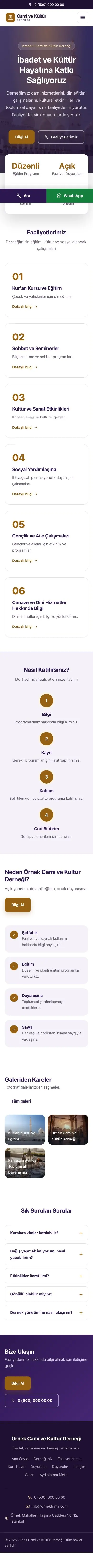 Merkez Mor Turuncu – Cami ve Kültür Derneği Web Sitesi mobil görünümü
