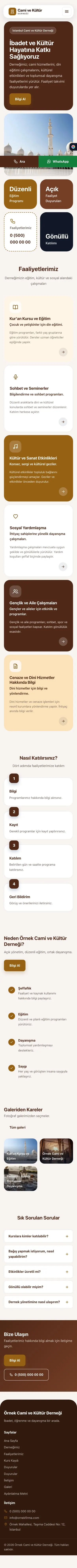 Mozaik Kahve Turuncu – Cami ve Kültür Derneği Web Sitesi mobil görünümü
