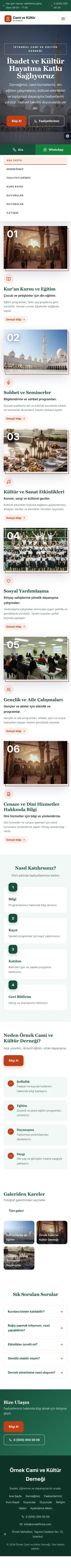 Zigzag Yeşil Turuncu – Cami ve Kültür Derneği Web Sitesi mobil görünümü