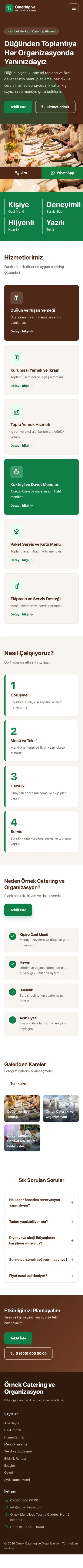 Blok Kahve Yeşil – Catering Web Sitesi mobil görünümü