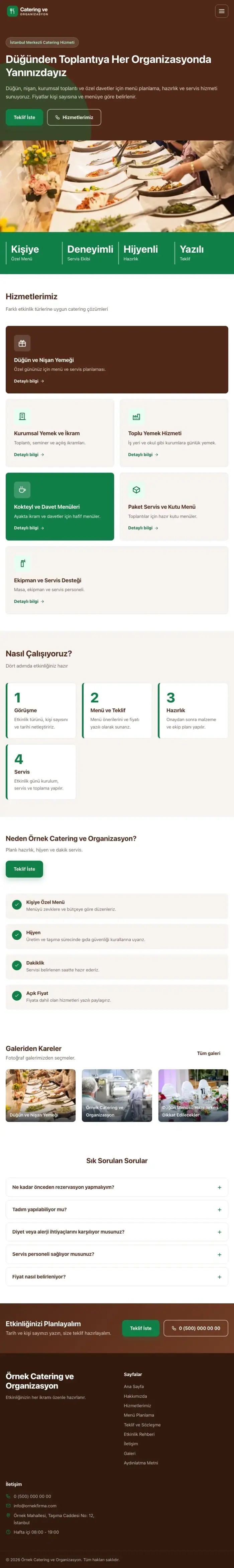 Blok Kahve Yeşil – Catering Web Sitesi tablet görünümü
