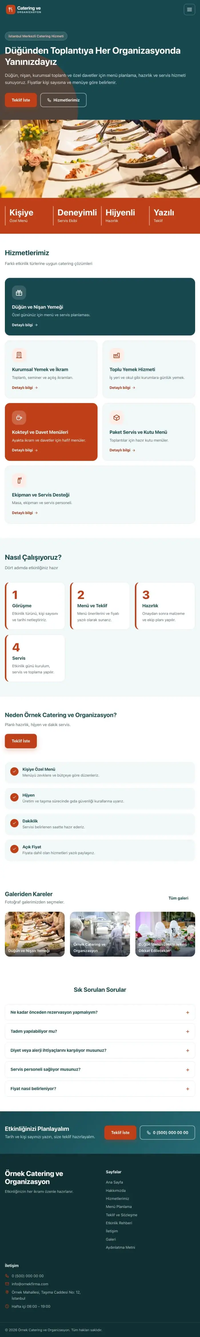 Blok Petrol Turuncu – Catering Web Sitesi tablet görünümü