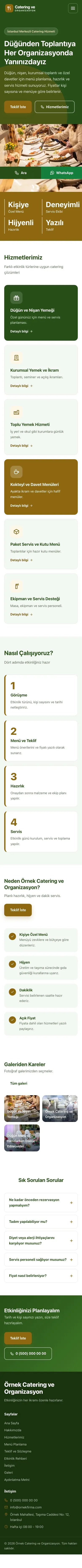 Blok Yeşil Amber – Catering Web Sitesi mobil görünümü