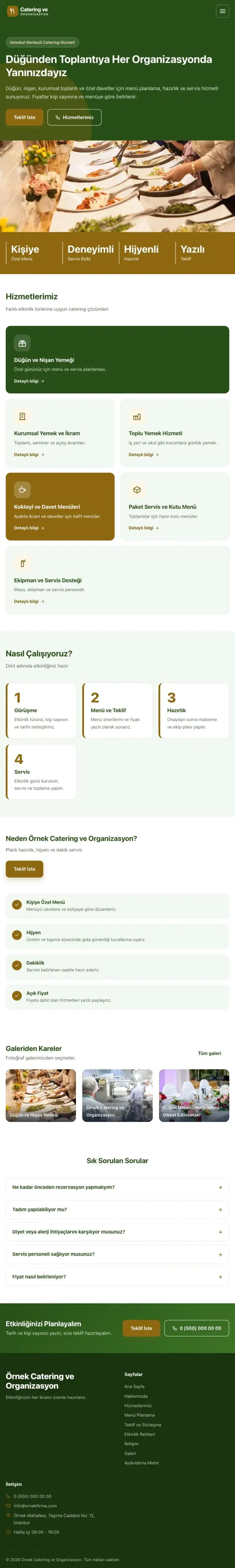 Blok Yeşil Amber – Catering Web Sitesi tablet görünümü