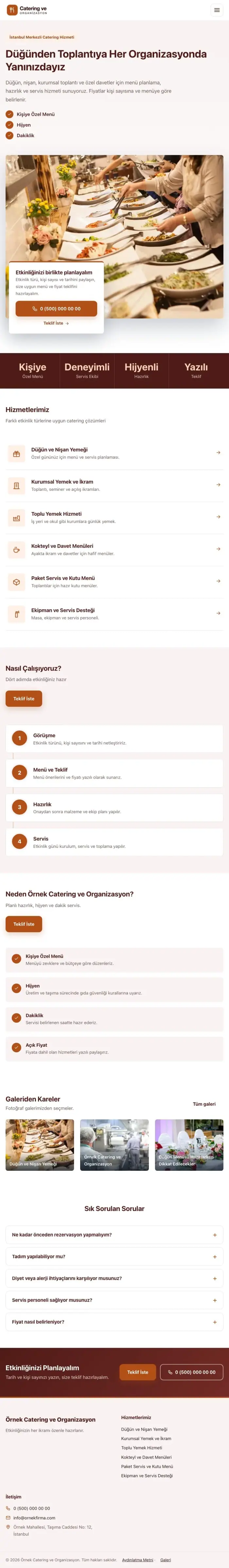 Bölünmüş Bordo Turuncu – Catering Web Sitesi tablet görünümü